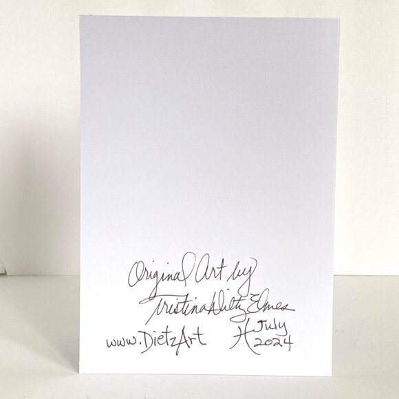 Colorful Abstract Acrylic Art Handmade Original Blank Greeting Card and Envelope - Picture 4 of 5